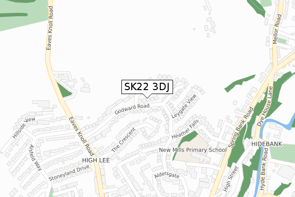 SK22 3DJ map - large scale - OS Open Zoomstack (Ordnance Survey)