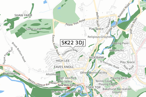 SK22 3DJ map - small scale - OS Open Zoomstack (Ordnance Survey)
