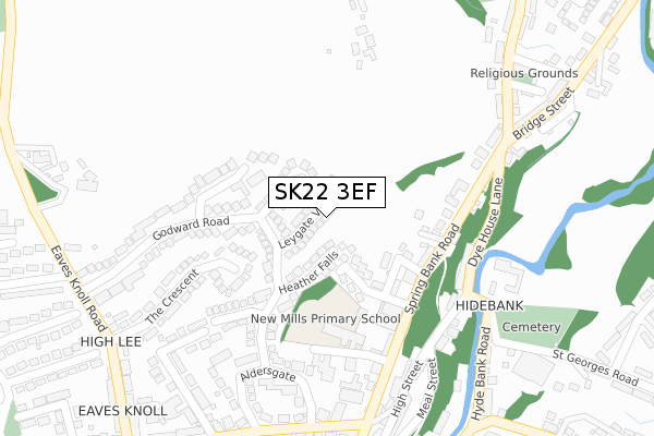 SK22 3EF map - large scale - OS Open Zoomstack (Ordnance Survey)
