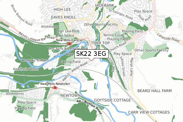 SK22 3EG map - small scale - OS Open Zoomstack (Ordnance Survey)
