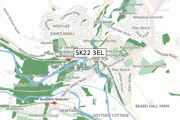 SK22 3EL map - small scale - OS Open Zoomstack (Ordnance Survey)