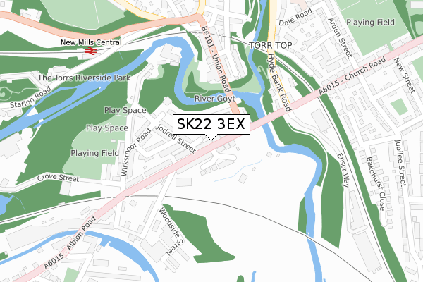 SK22 3EX map - large scale - OS Open Zoomstack (Ordnance Survey)