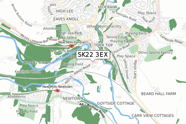 SK22 3EX map - small scale - OS Open Zoomstack (Ordnance Survey)