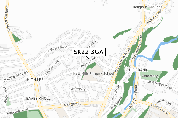SK22 3GA map - large scale - OS Open Zoomstack (Ordnance Survey)