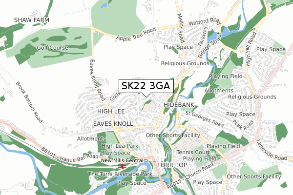 SK22 3GA map - small scale - OS Open Zoomstack (Ordnance Survey)