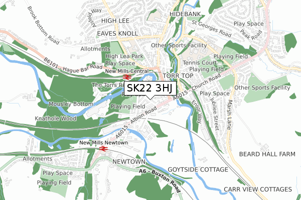 SK22 3HJ map - small scale - OS Open Zoomstack (Ordnance Survey)