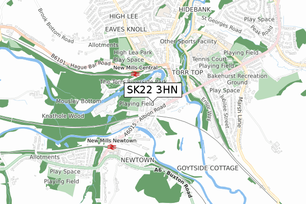 SK22 3HN map - small scale - OS Open Zoomstack (Ordnance Survey)