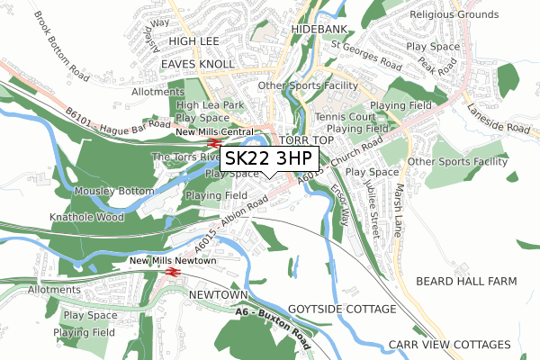 SK22 3HP map - small scale - OS Open Zoomstack (Ordnance Survey)