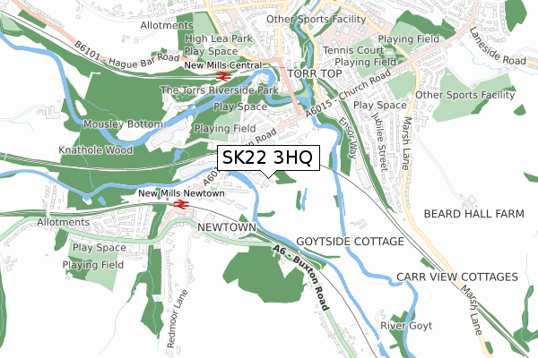 SK22 3HQ map - small scale - OS Open Zoomstack (Ordnance Survey)