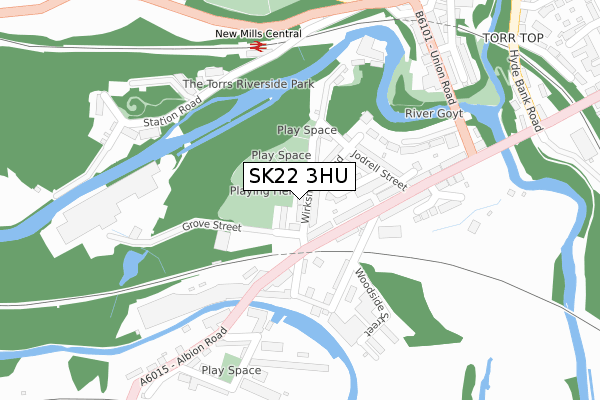 SK22 3HU map - large scale - OS Open Zoomstack (Ordnance Survey)