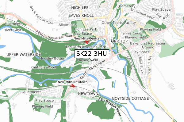 SK22 3HU map - small scale - OS Open Zoomstack (Ordnance Survey)