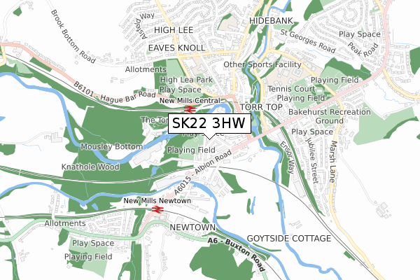 SK22 3HW map - small scale - OS Open Zoomstack (Ordnance Survey)