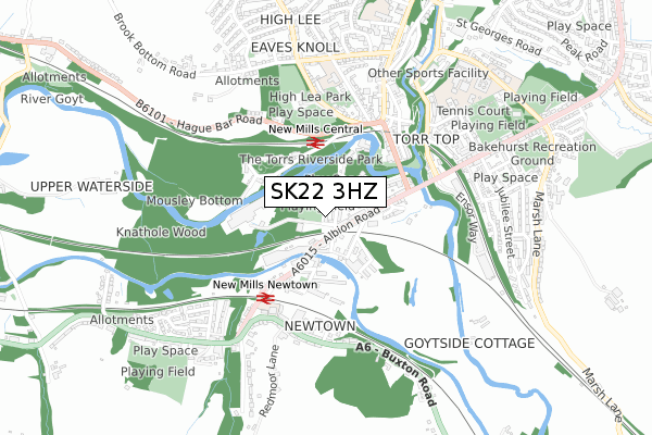SK22 3HZ map - small scale - OS Open Zoomstack (Ordnance Survey)