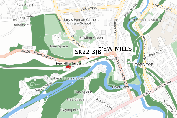 SK22 3JB map - large scale - OS Open Zoomstack (Ordnance Survey)