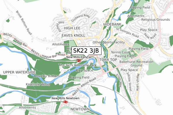 SK22 3JB map - small scale - OS Open Zoomstack (Ordnance Survey)