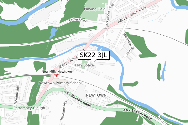 SK22 3JL map - large scale - OS Open Zoomstack (Ordnance Survey)