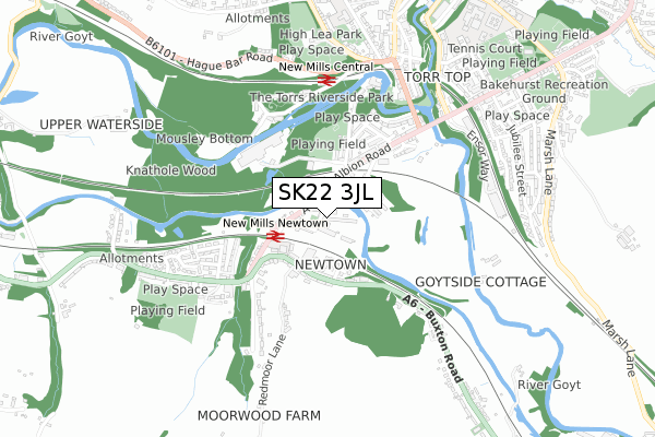 SK22 3JL map - small scale - OS Open Zoomstack (Ordnance Survey)