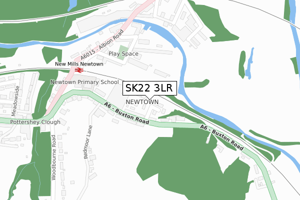 SK22 3LR map - large scale - OS Open Zoomstack (Ordnance Survey)