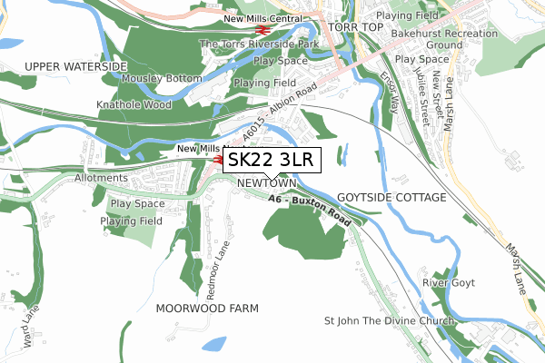 SK22 3LR map - small scale - OS Open Zoomstack (Ordnance Survey)