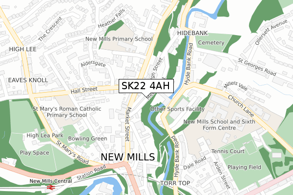 SK22 4AH map - large scale - OS Open Zoomstack (Ordnance Survey)
