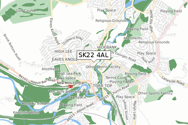 SK22 4AL map - small scale - OS Open Zoomstack (Ordnance Survey)