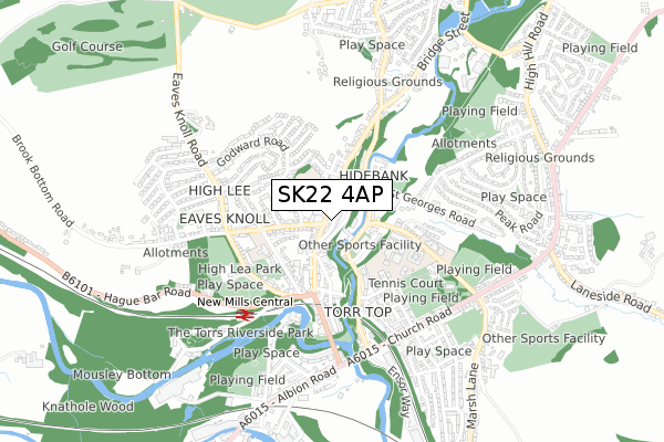 SK22 4AP map - small scale - OS Open Zoomstack (Ordnance Survey)