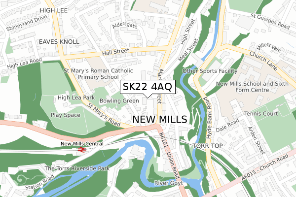 SK22 4AQ map - large scale - OS Open Zoomstack (Ordnance Survey)