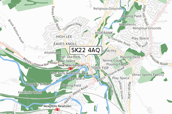 SK22 4AQ map - small scale - OS Open Zoomstack (Ordnance Survey)