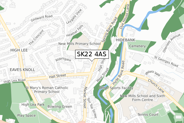 SK22 4AS map - large scale - OS Open Zoomstack (Ordnance Survey)