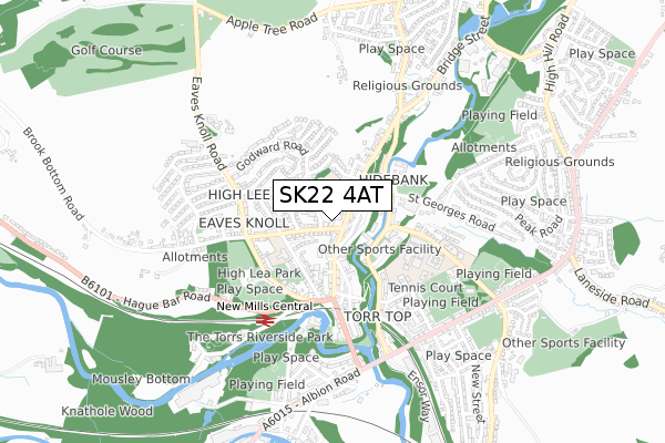 SK22 4AT map - small scale - OS Open Zoomstack (Ordnance Survey)