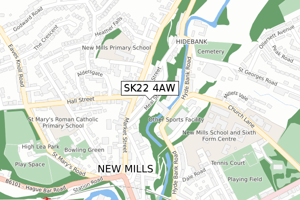 SK22 4AW map - large scale - OS Open Zoomstack (Ordnance Survey)