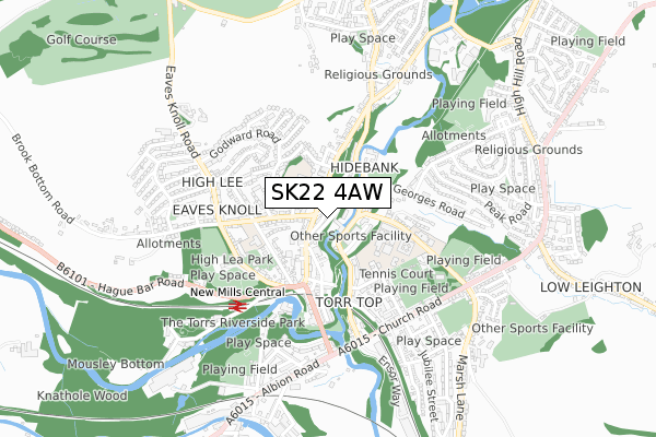 SK22 4AW map - small scale - OS Open Zoomstack (Ordnance Survey)