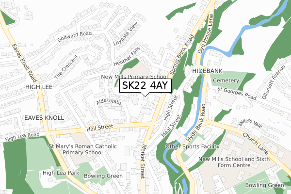 SK22 4AY map - large scale - OS Open Zoomstack (Ordnance Survey)