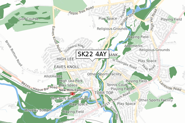 SK22 4AY map - small scale - OS Open Zoomstack (Ordnance Survey)