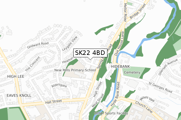 SK22 4BD map - large scale - OS Open Zoomstack (Ordnance Survey)