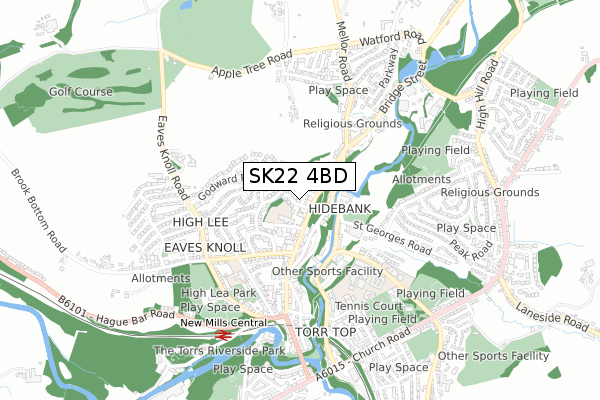 SK22 4BD map - small scale - OS Open Zoomstack (Ordnance Survey)