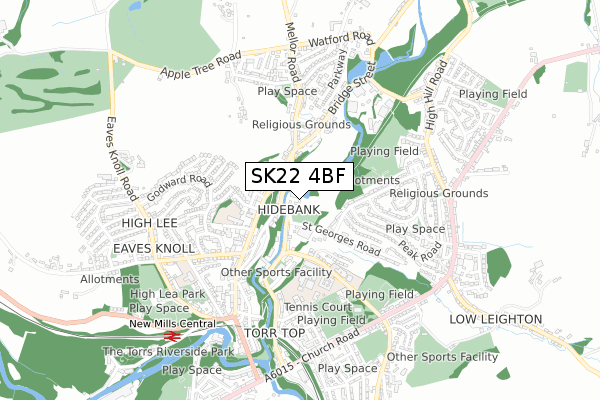 SK22 4BF map - small scale - OS Open Zoomstack (Ordnance Survey)