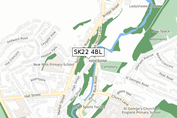 SK22 4BL map - large scale - OS Open Zoomstack (Ordnance Survey)