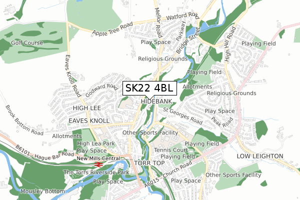 SK22 4BL map - small scale - OS Open Zoomstack (Ordnance Survey)