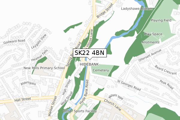 SK22 4BN map - large scale - OS Open Zoomstack (Ordnance Survey)