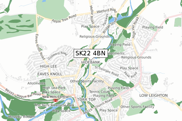 SK22 4BN map - small scale - OS Open Zoomstack (Ordnance Survey)
