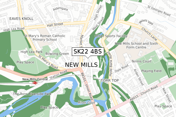 SK22 4BS map - large scale - OS Open Zoomstack (Ordnance Survey)