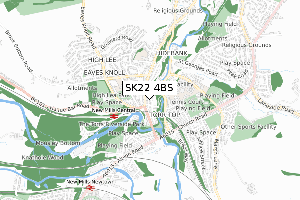 SK22 4BS map - small scale - OS Open Zoomstack (Ordnance Survey)