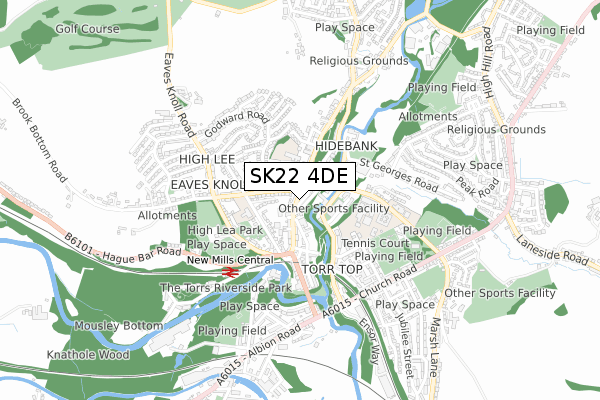SK22 4DE map - small scale - OS Open Zoomstack (Ordnance Survey)