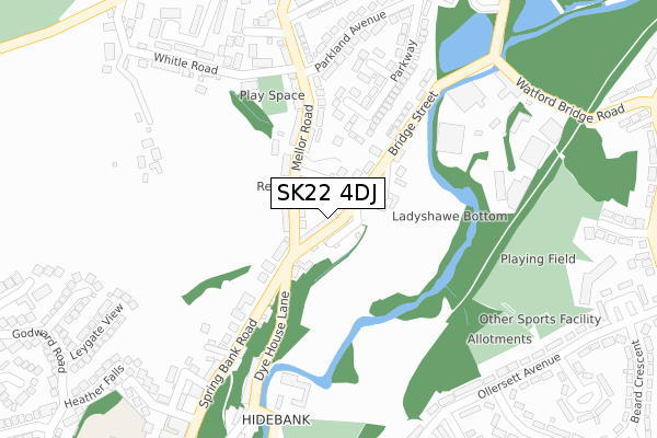 SK22 4DJ map - large scale - OS Open Zoomstack (Ordnance Survey)