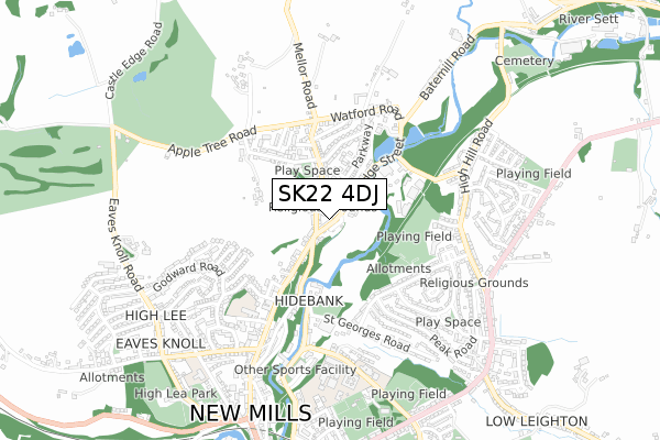 SK22 4DJ map - small scale - OS Open Zoomstack (Ordnance Survey)