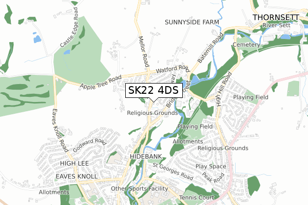 SK22 4DS map - small scale - OS Open Zoomstack (Ordnance Survey)