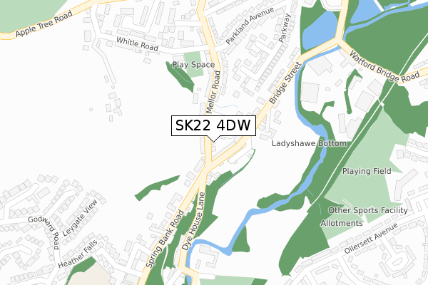 SK22 4DW map - large scale - OS Open Zoomstack (Ordnance Survey)