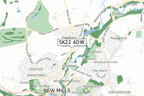 SK22 4DW map - small scale - OS Open Zoomstack (Ordnance Survey)