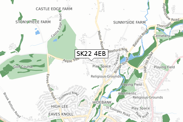 SK22 4EB map - small scale - OS Open Zoomstack (Ordnance Survey)